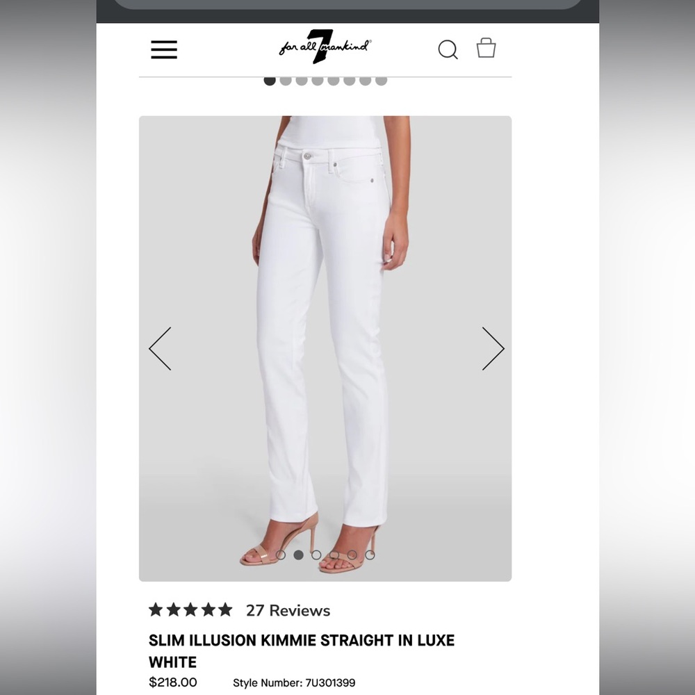 7 For All Mankind Kimmie Straight Jeans in Luxe White